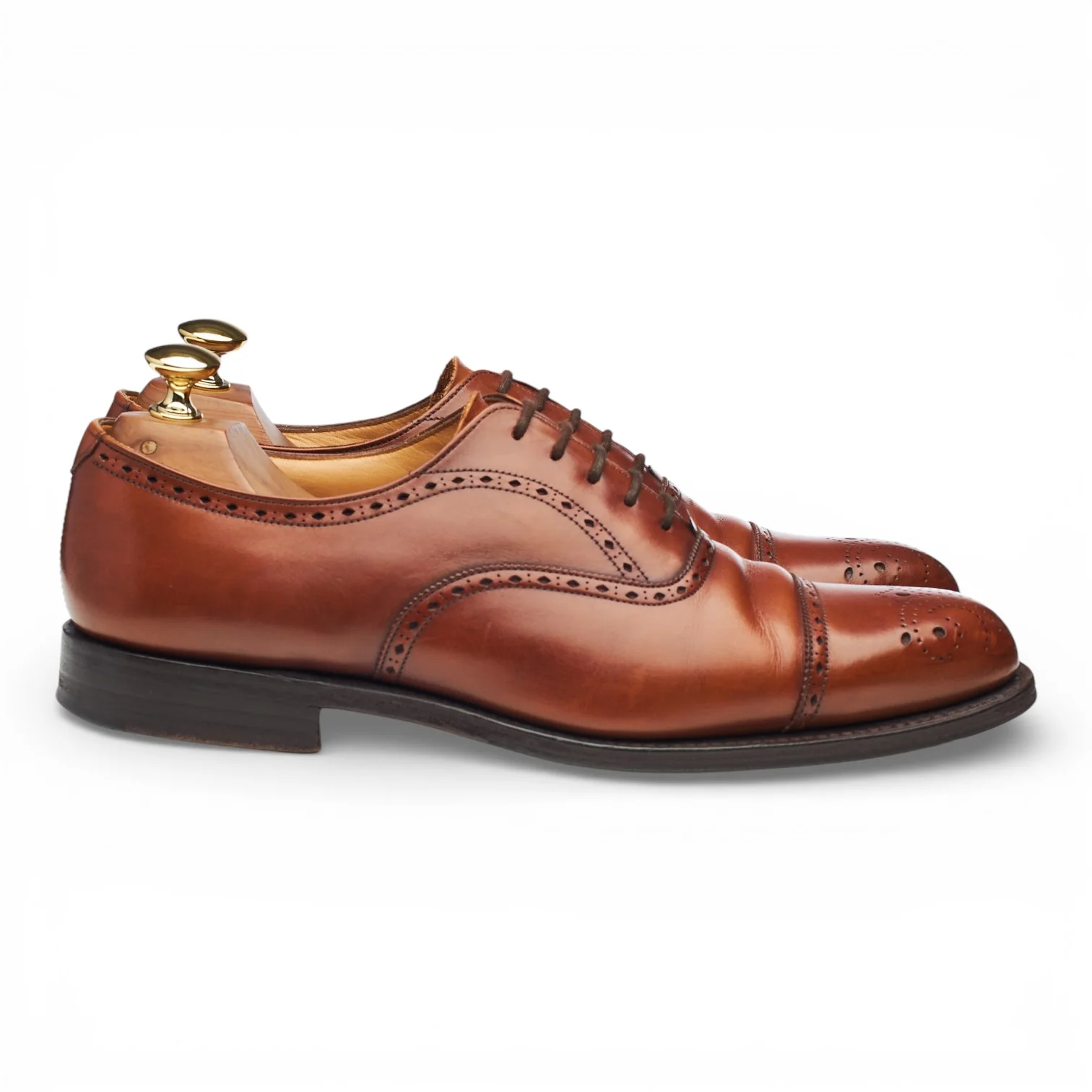 'Weymouth' Tan Brown Leather Oxford Semi Brogues UK 6.5 F
