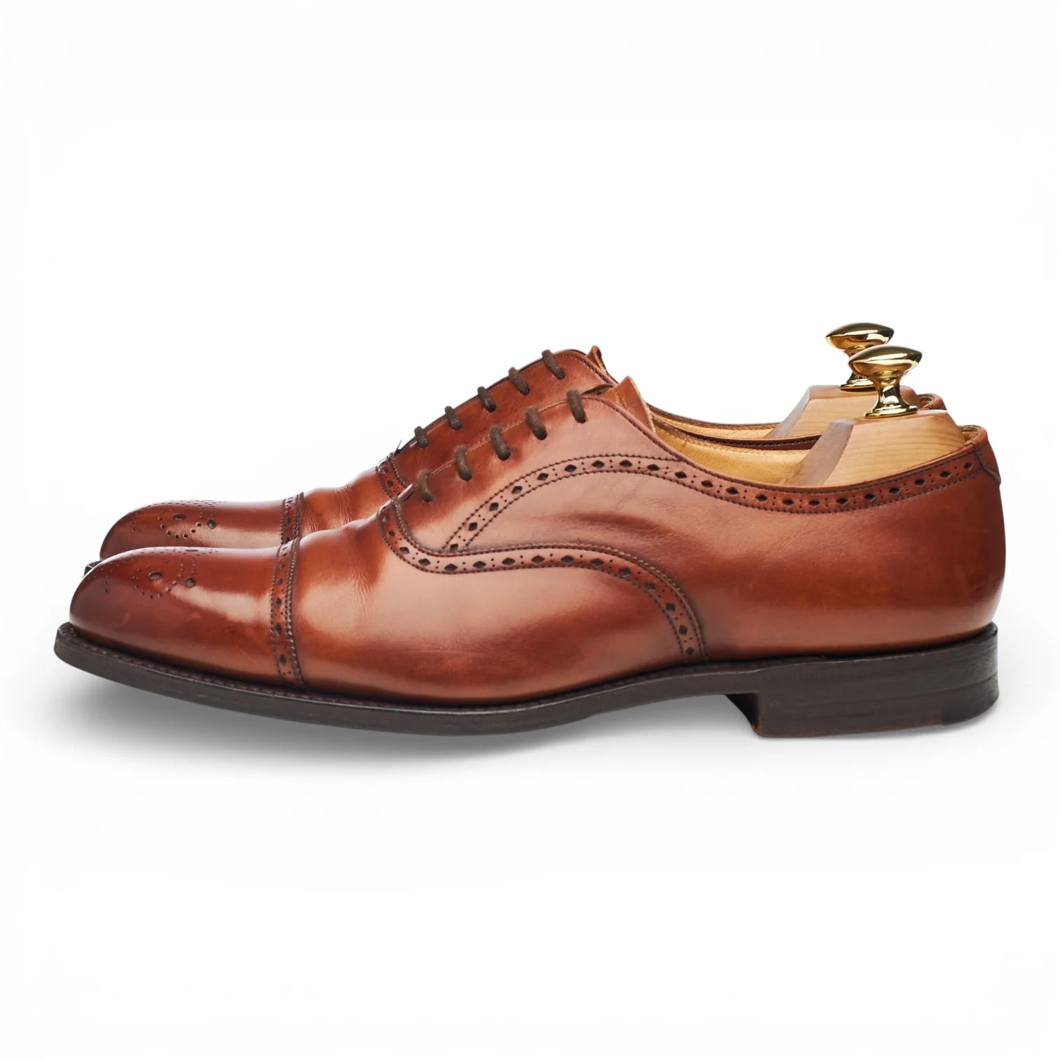 'Weymouth' Tan Brown Leather Oxford Semi Brogues UK 6.5 F - Image 3