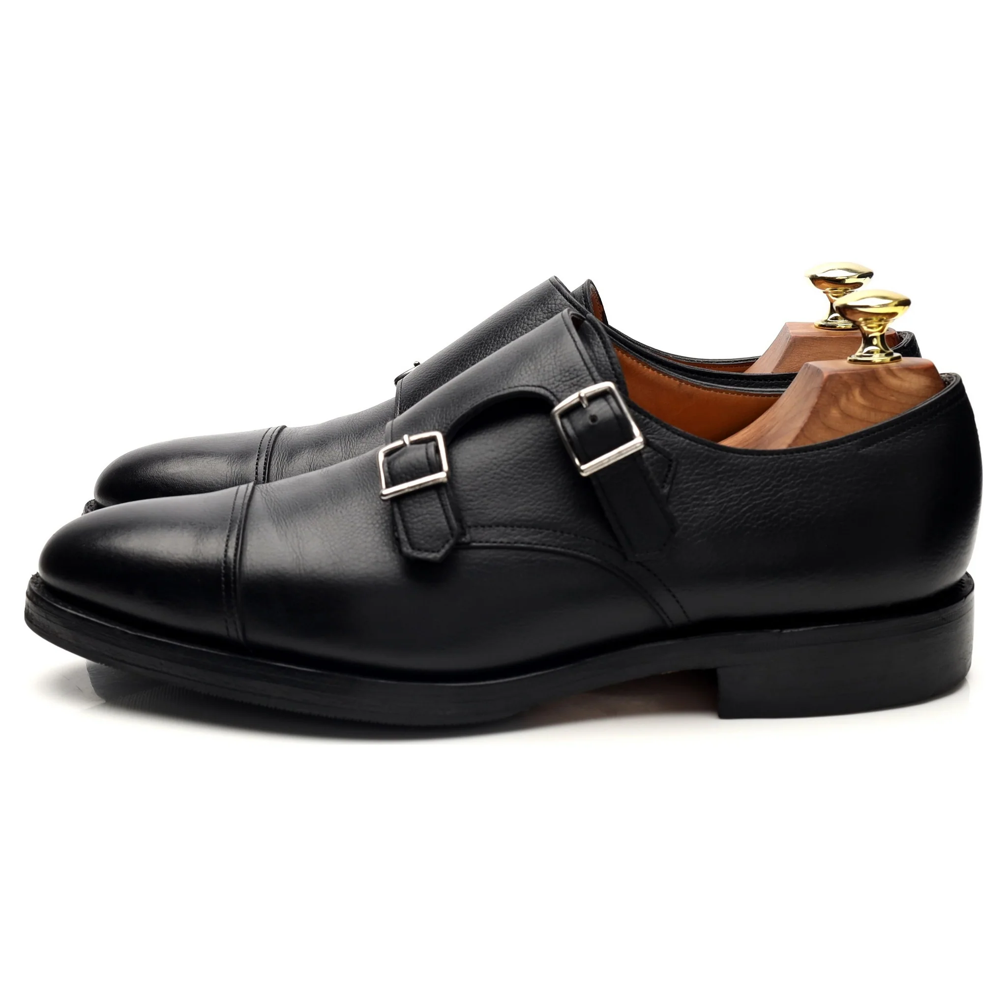 'William' Black Grain Leather Double Monk Strap UK 7.5 E - Image 3