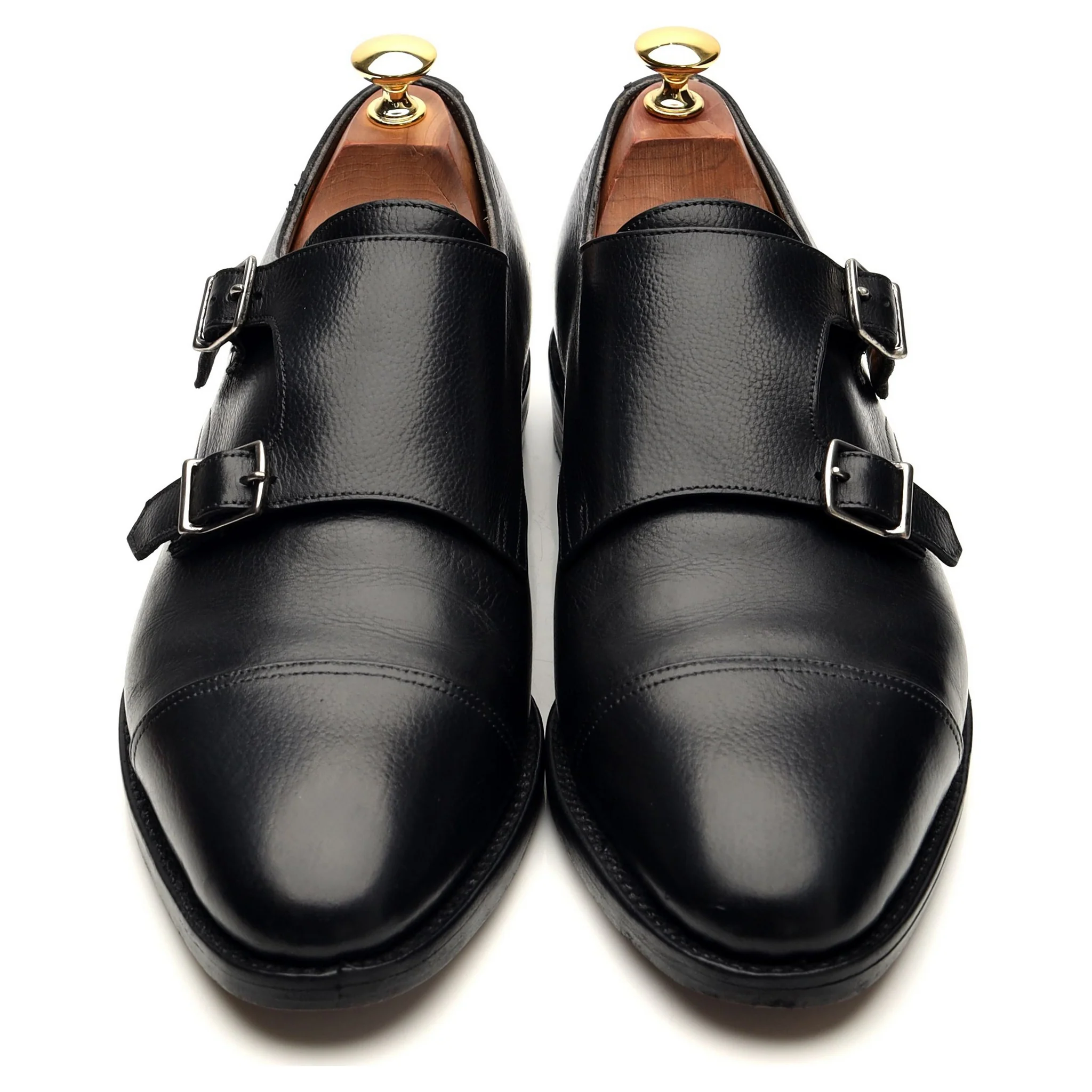 'William' Black Grain Leather Double Monk Strap UK 9 D - Image 2