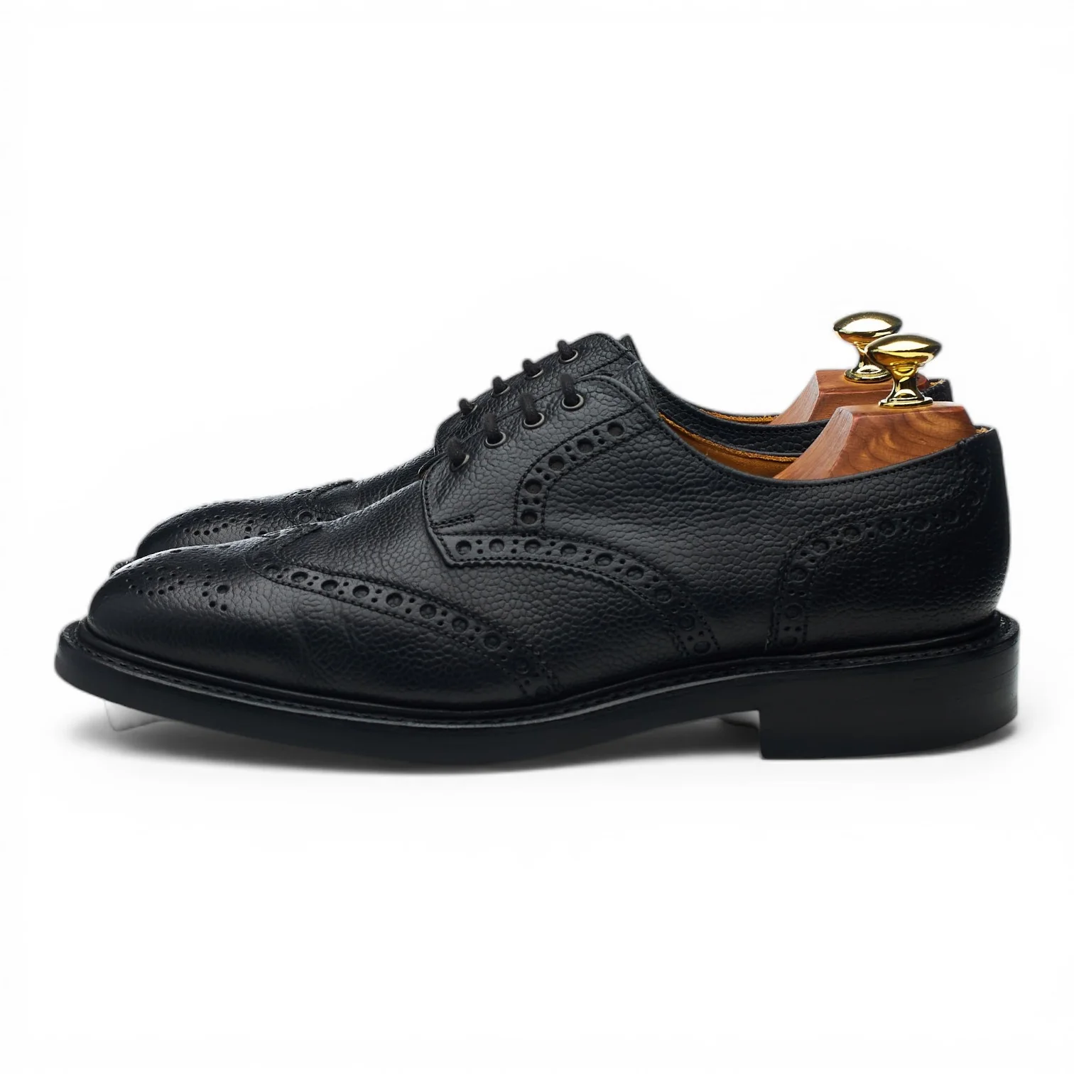 'Wilson' Black Grain Leather Derby Brogues UK 7 - Image 3