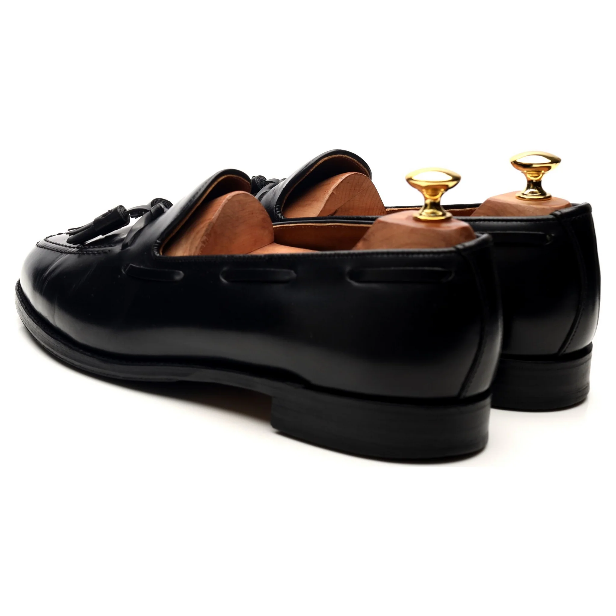 'Windsor' Black Leather Tassel Loafers UK 9 EX - Image 3