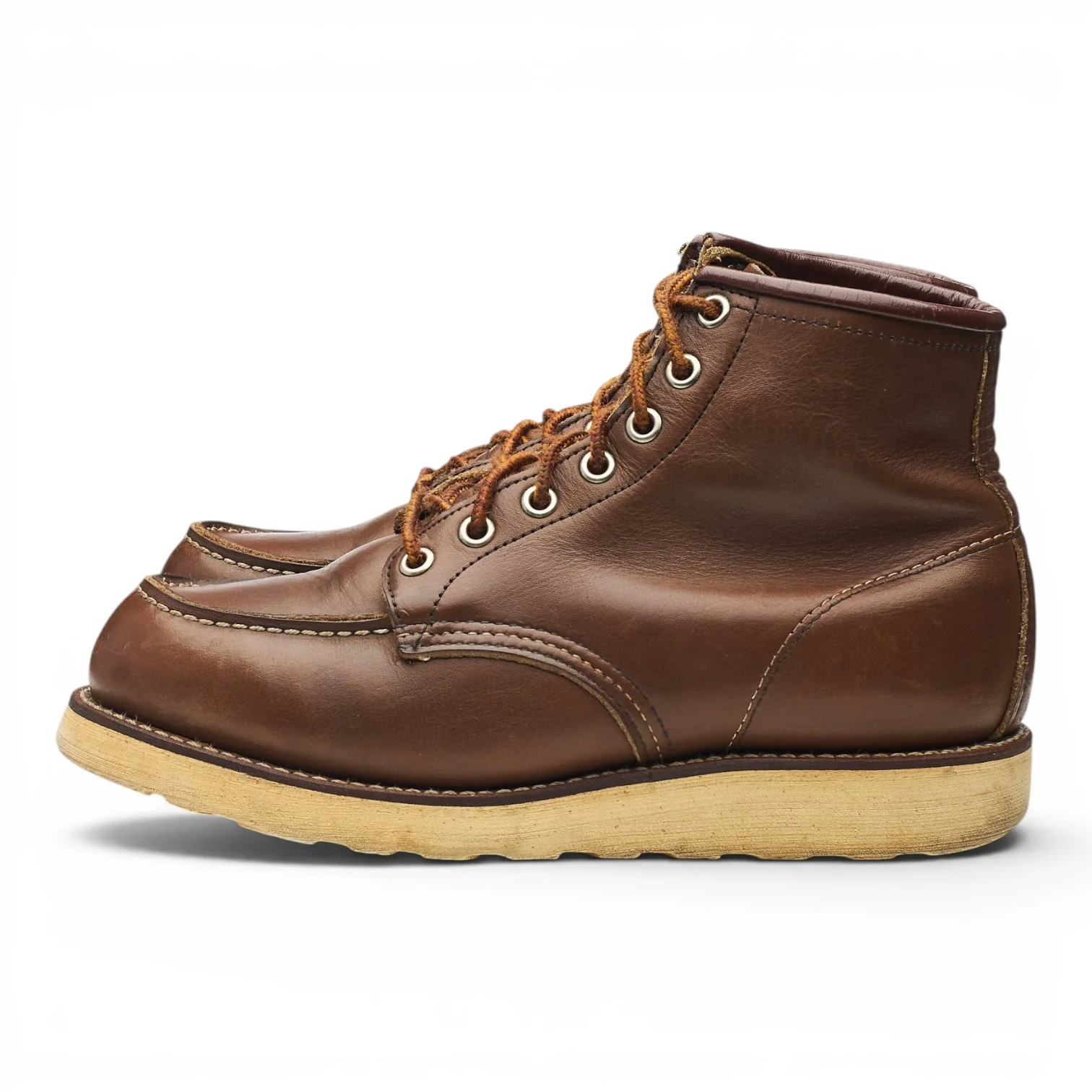 Women's Brown Leather Moc Toe Boots UK 6 US 8.5 B - Image 3