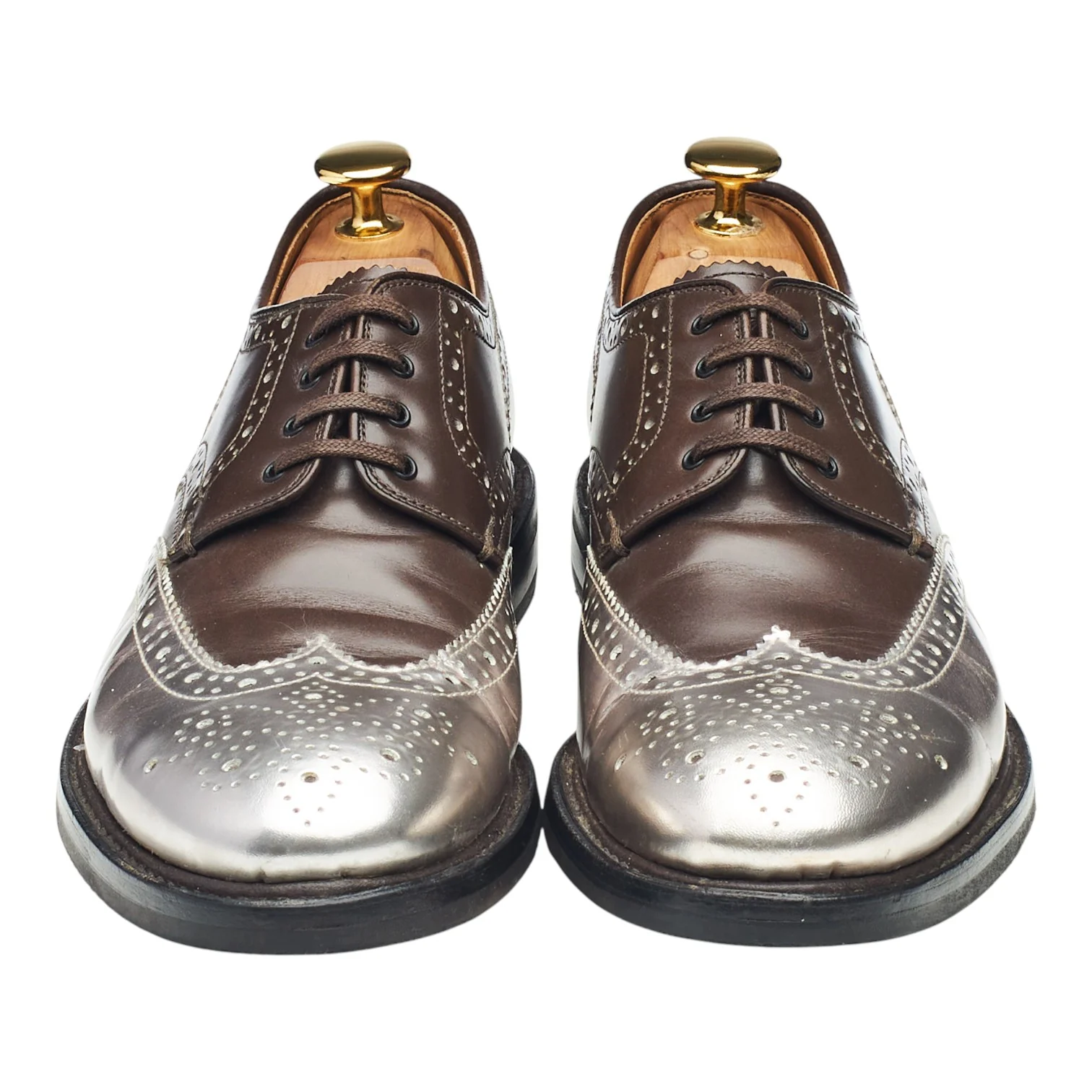 Women's 'Cox' Brown / Silver Leather Derby Brogues UK 6.5 - Image 2