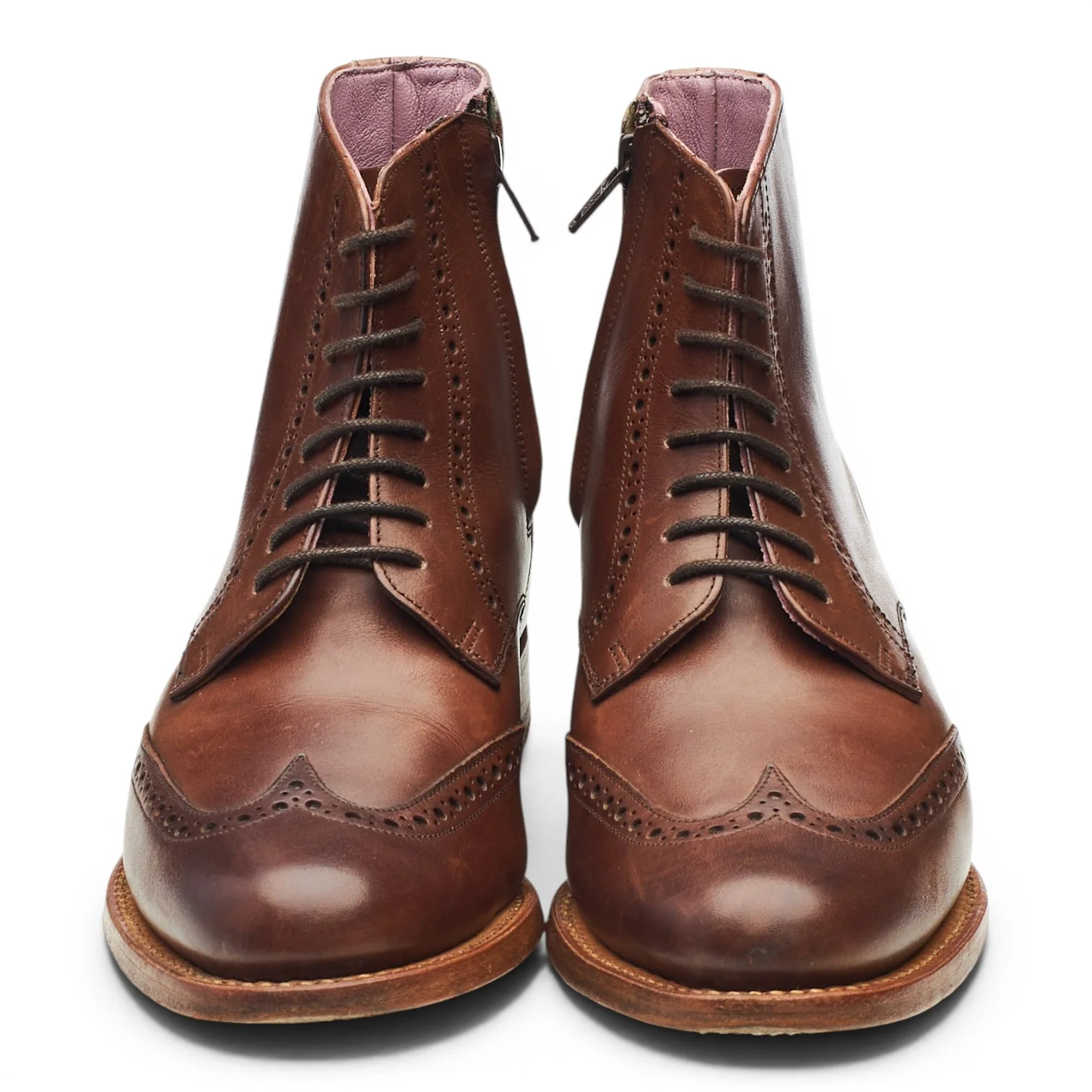 Women's 'Faye' Brown Leather Brogue Boots UK 4 D - Image 2