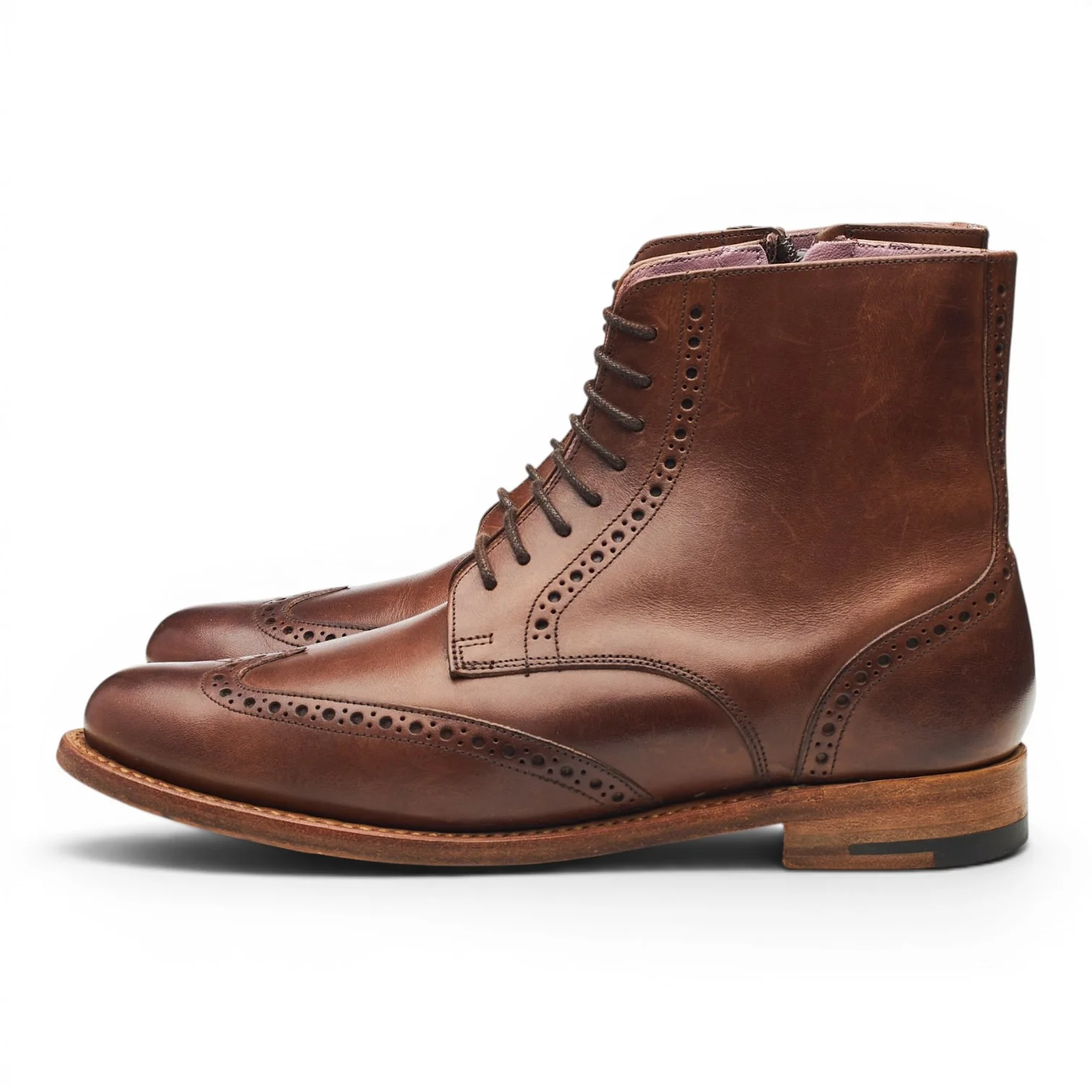Women's 'Faye' Brown Leather Brogue Boots UK 4 D - Image 3