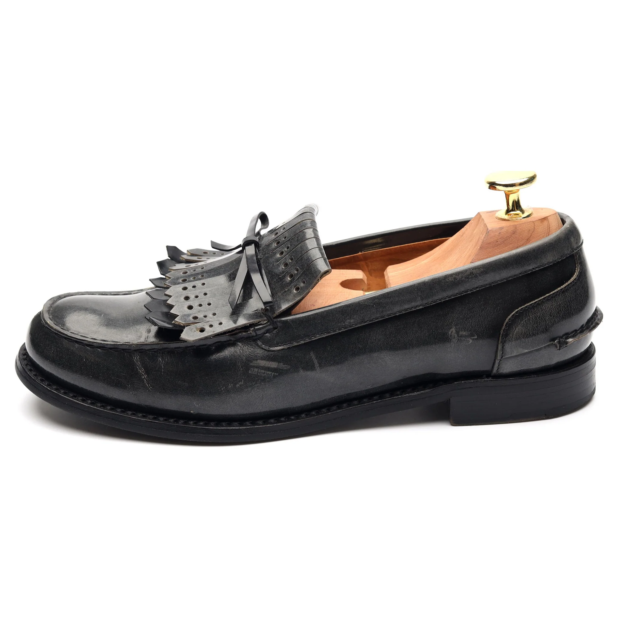 Women's 'Gracie' Grey Leather Fringe Loafers UK 3.5 - Image 5