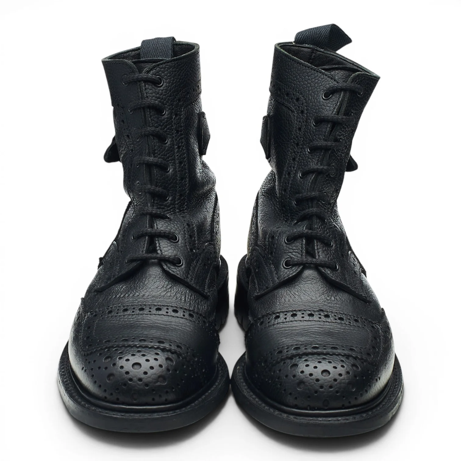 Women's 'Maria' Black Grain Leather Brogue Biker Boots UK 4.5 - Image 2