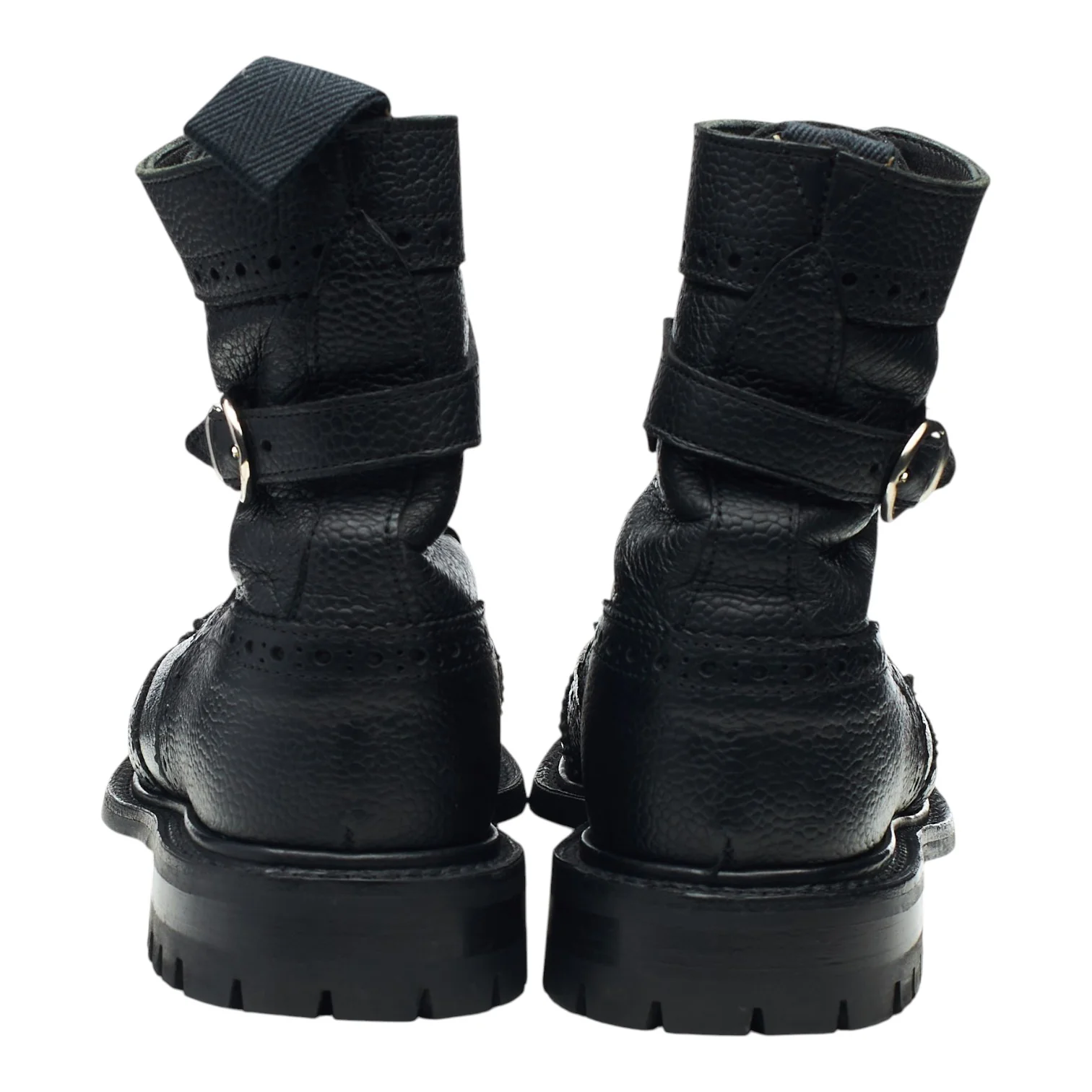 Women's 'Maria' Black Grain Leather Brogue Biker Boots UK 4.5 - Image 4