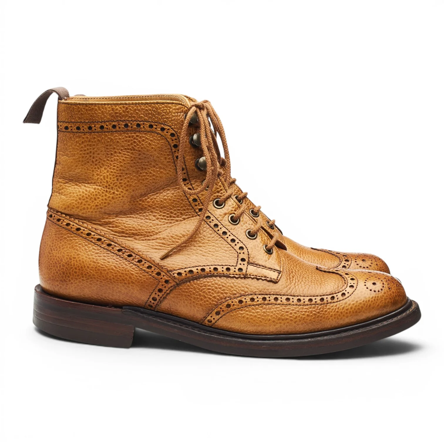 Women's 'Olivia' Tan Brown Leather Brogue Boots UK 6 D