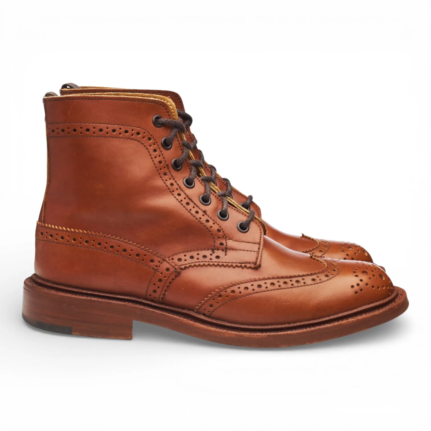 Women's 'Stephy' Tan Brown Leather Brogue Boots UK 4.5