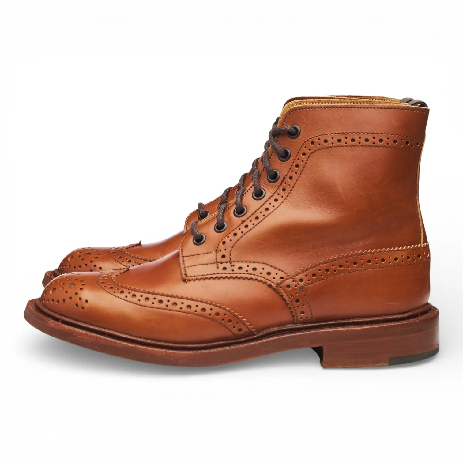 Women's 'Stephy' Tan Brown Leather Brogue Boots UK 4.5 - Image 3