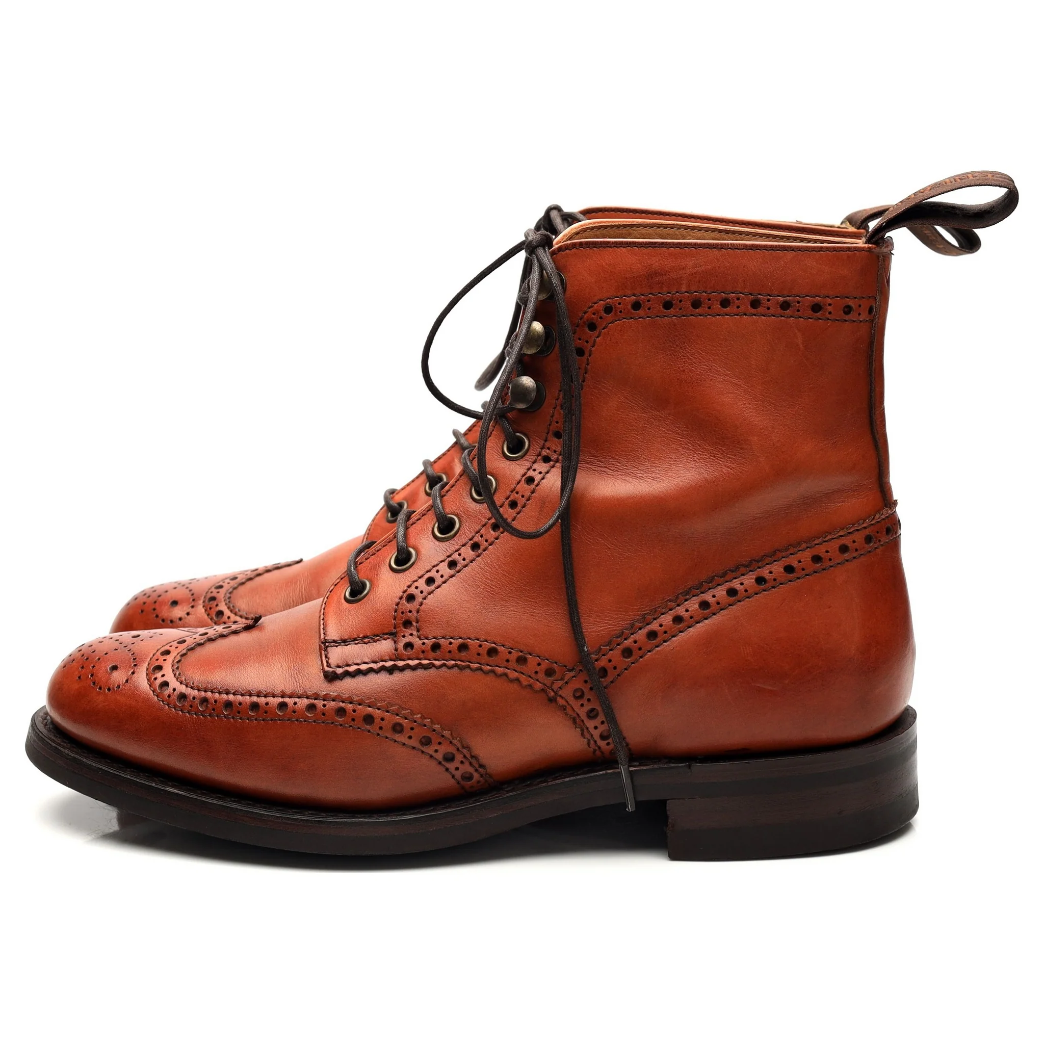 Women's Tan Brown Leather Boots UK 4 D - Image 3