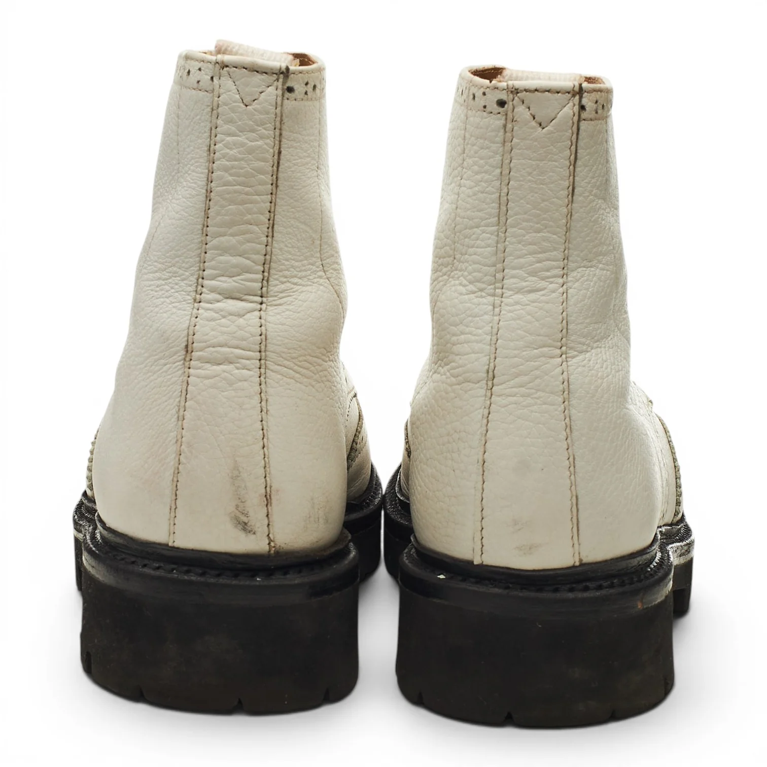 Women's White Leather Brogue Boots UK 5.5 - Image 4